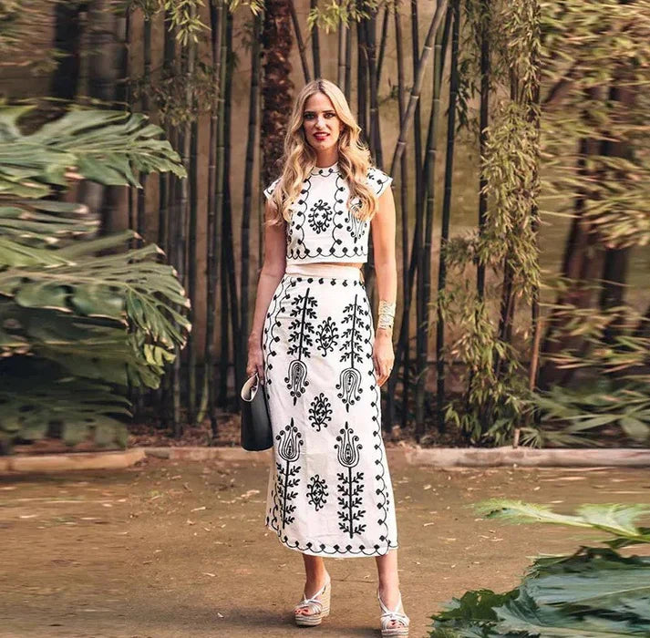 Violeta | Conjunto fluido de top y falda larga