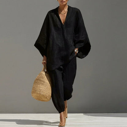 Marina | Completo casual da donna a due pezzi con scollo a V