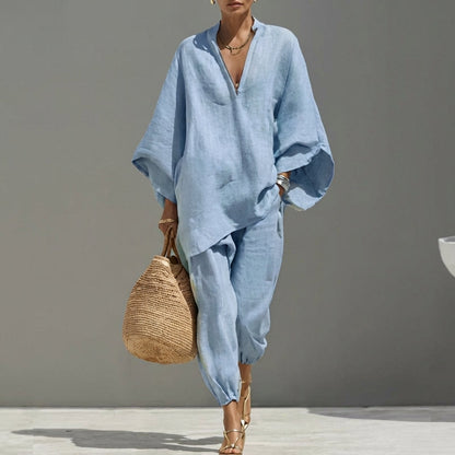 Marina | Completo casual da donna a due pezzi con scollo a V