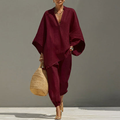 Marina | Completo casual da donna a due pezzi con scollo a V