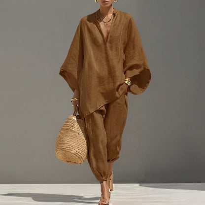 Marina | Completo casual da donna a due pezzi con scollo a V