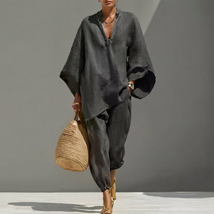 Marina | Completo casual da donna a due pezzi con scollo a V