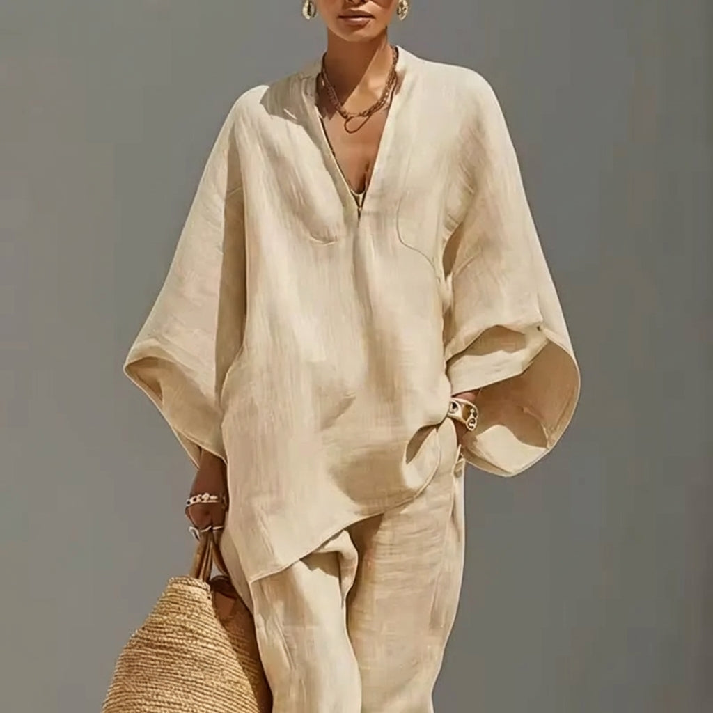 Marina | Completo casual da donna a due pezzi con scollo a V