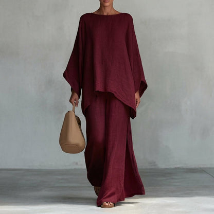 Cristina | Completo a due pezzi con maniche lunghe e pantaloni larghi