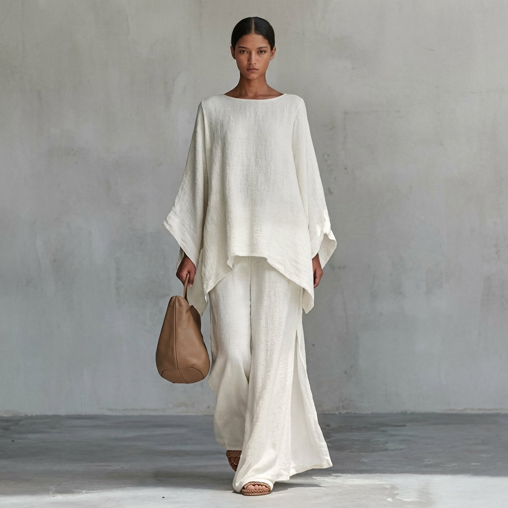 Cristina | Completo a due pezzi con maniche lunghe e pantaloni larghi