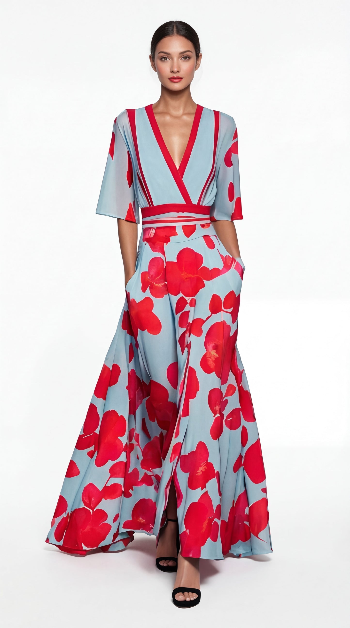 Valentina | Elegante abito lungo con scollo profondo