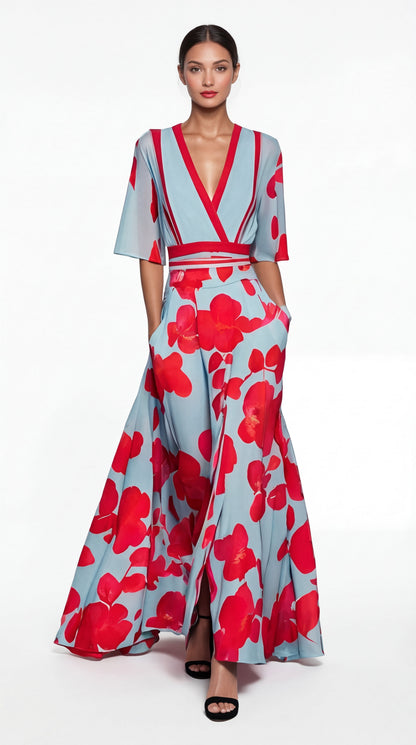 Valentina | Elegante abito lungo con scollo profondo