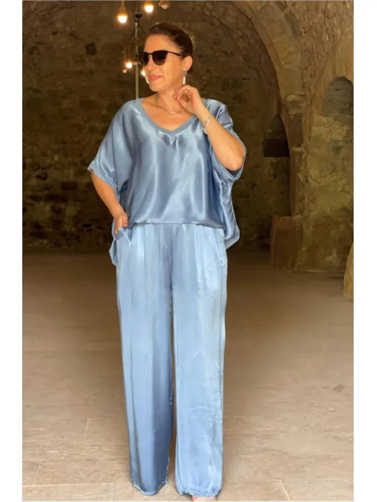 Olivia | Conjunto Casual de Satén Liso