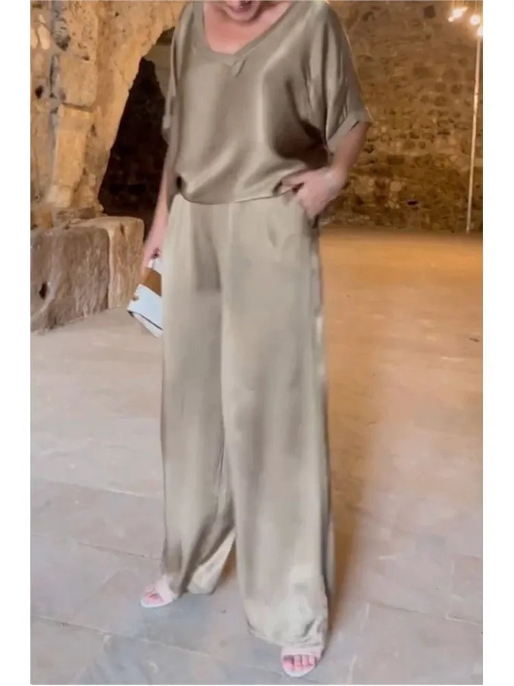 Olivia | Conjunto Casual de Satén Liso