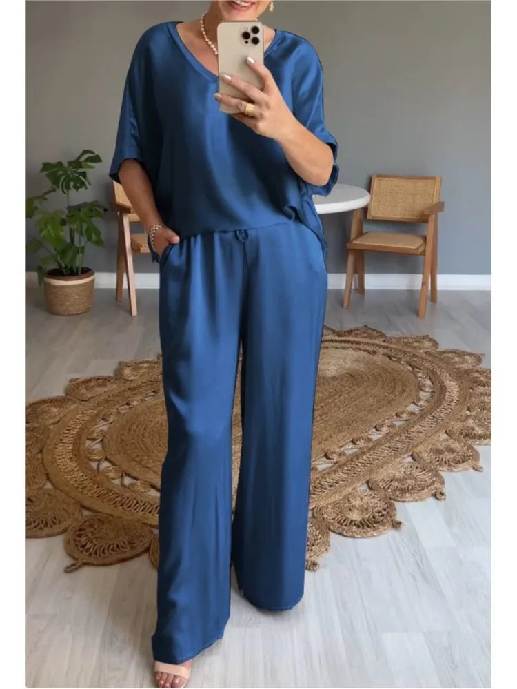 Olivia | Conjunto Casual de Satén Liso