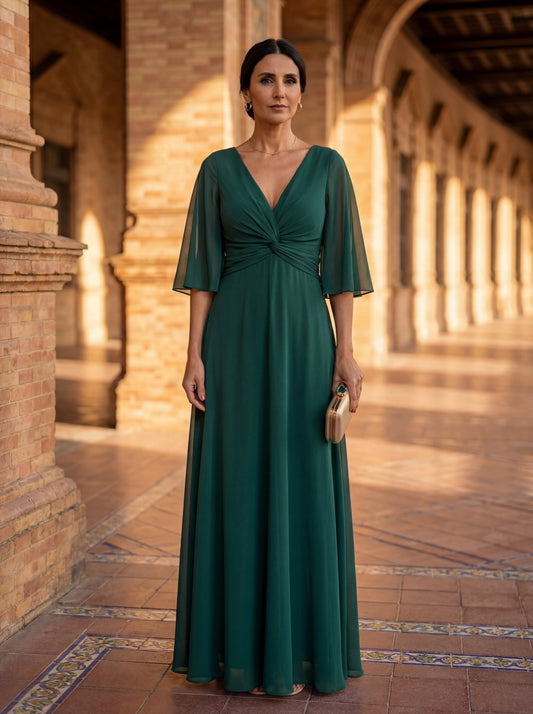 Lucía - Abito in chiffon con scollo a V