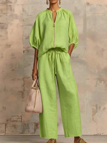 Alba | Completo a due pezzi: camicia in stile rilassato e pantaloni a gamba larga