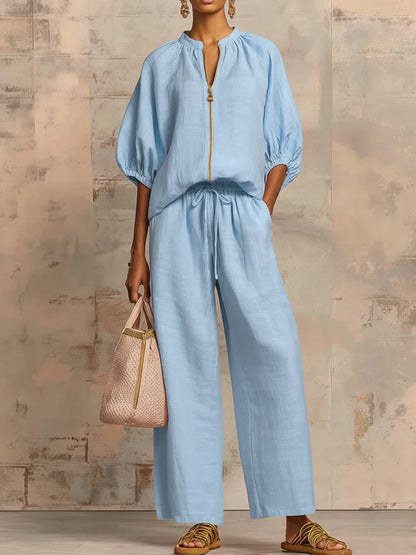 Alba | Completo a due pezzi: camicia in stile rilassato e pantaloni a gamba larga