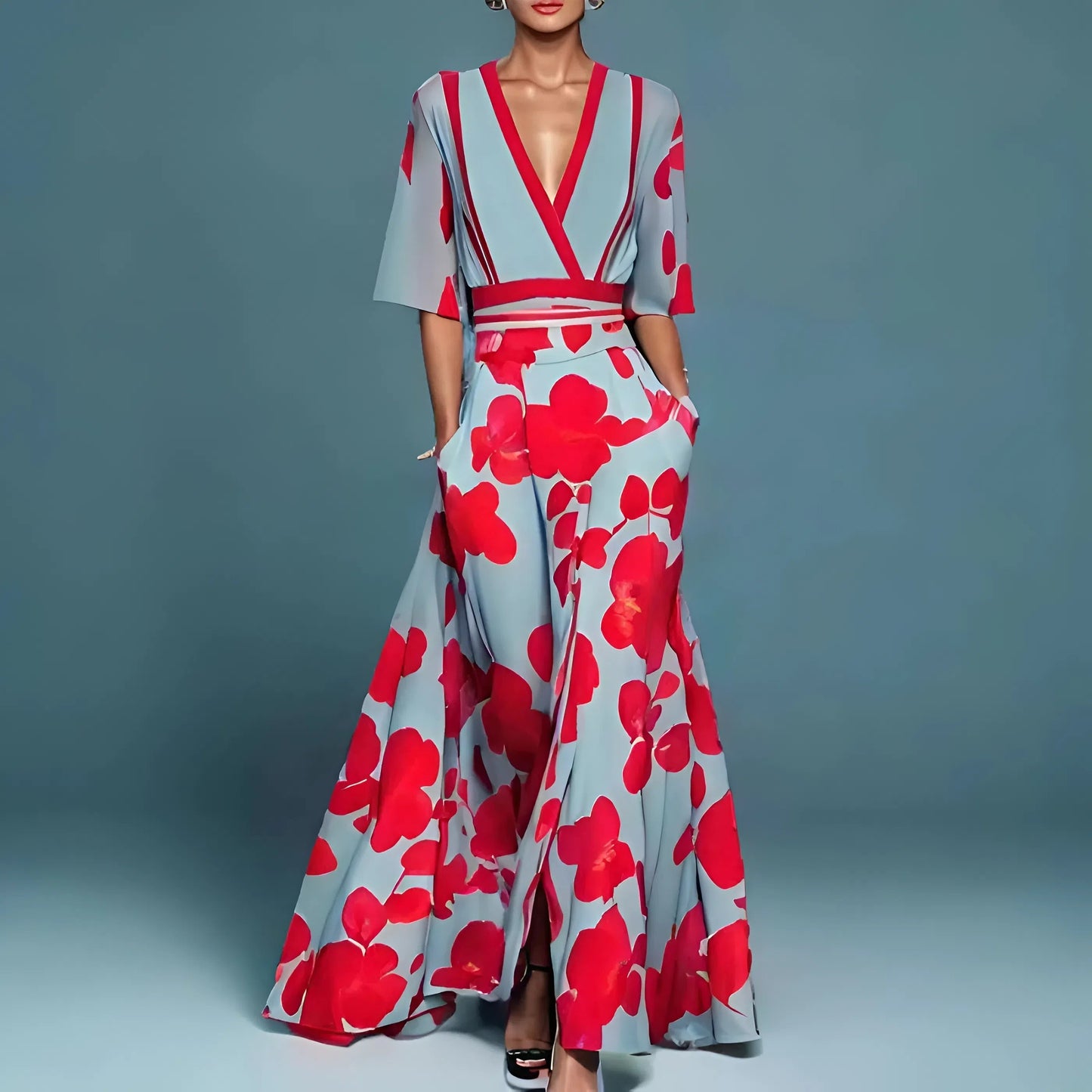Valentina | Elegante abito lungo con scollo profondo