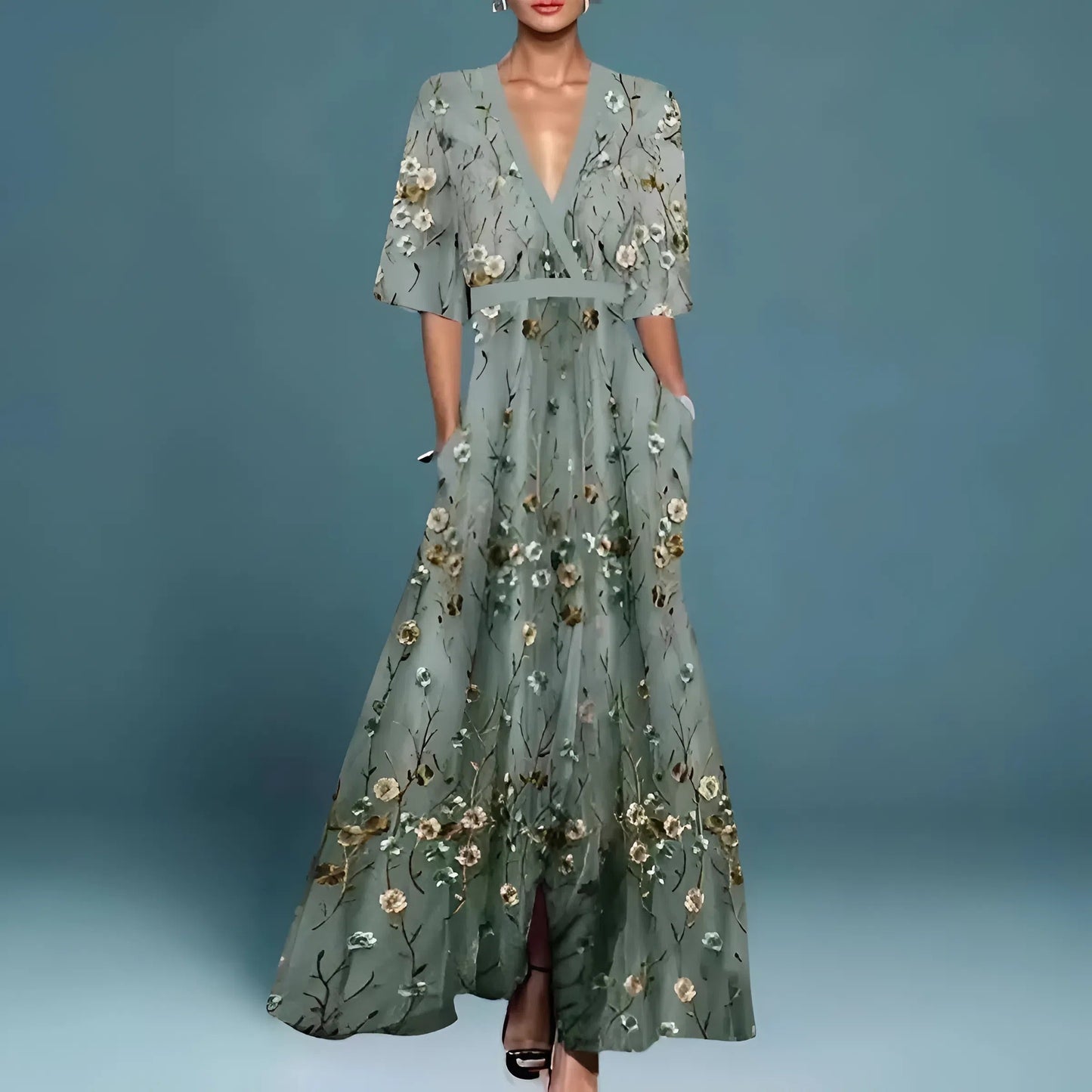 Valentina | Elegante abito lungo con scollo profondo